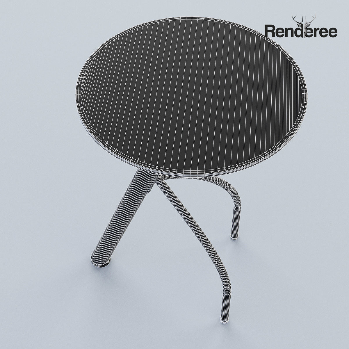Round Glass Small Table 3D model_4