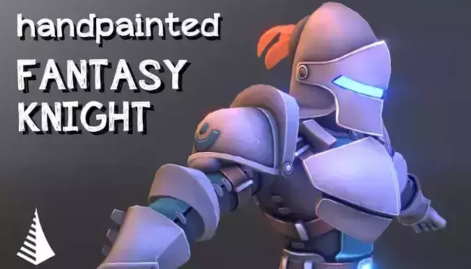 Handpainted fantasy knight Low-poly 3D model