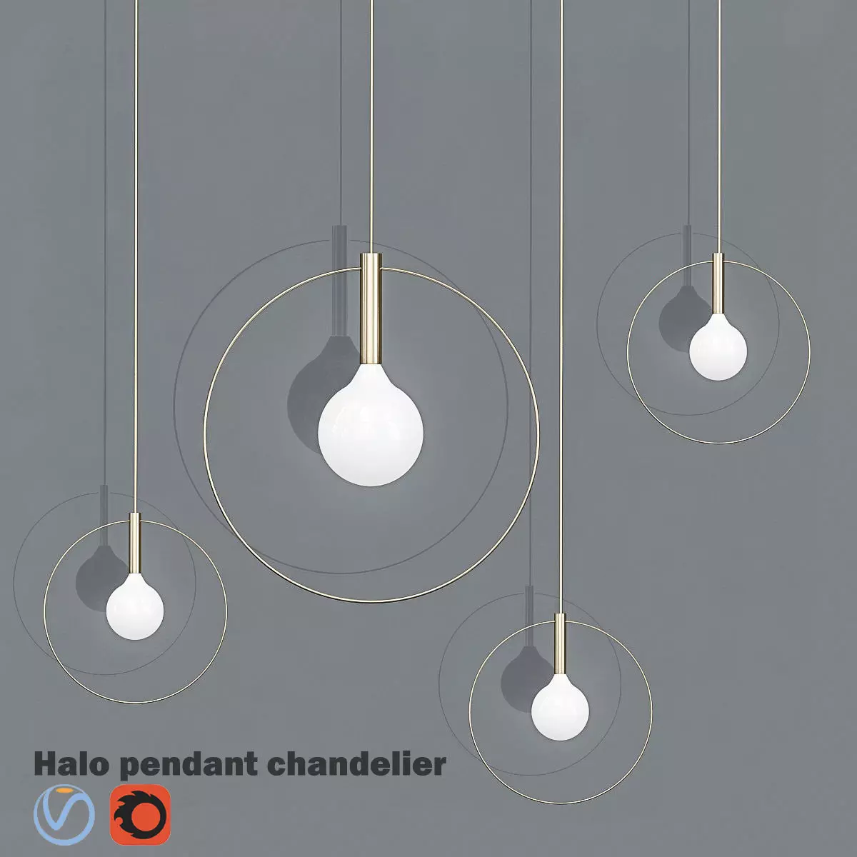 Halo pendant chandelier 3D model_0