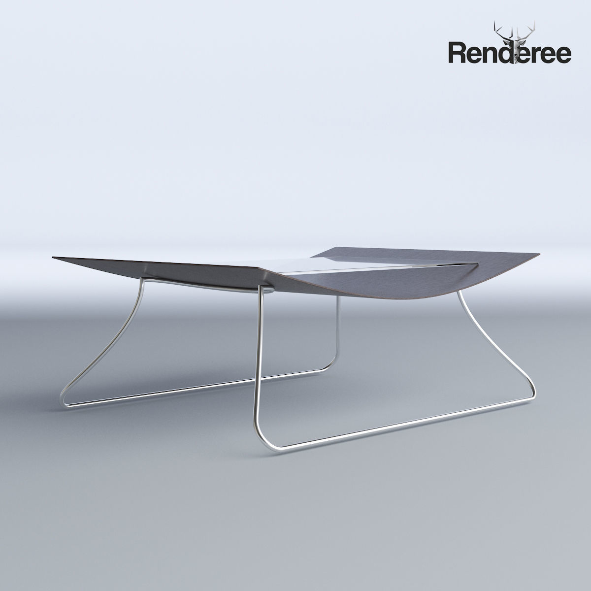 Wooden Coffee Table 3D model_1
