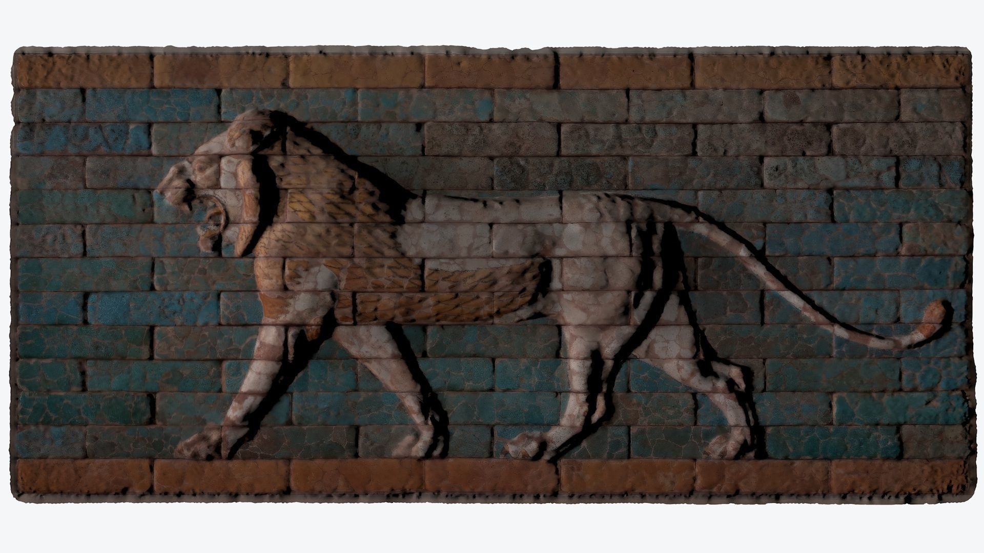 ASSYRIAN - CERAMIC PASSING LION 3D model_22