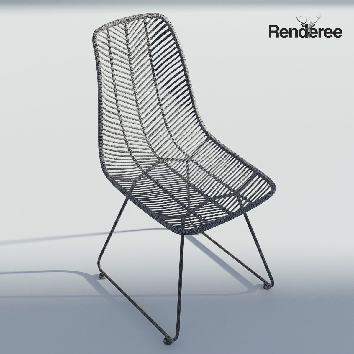 Wicker Side Chair 3D model_5