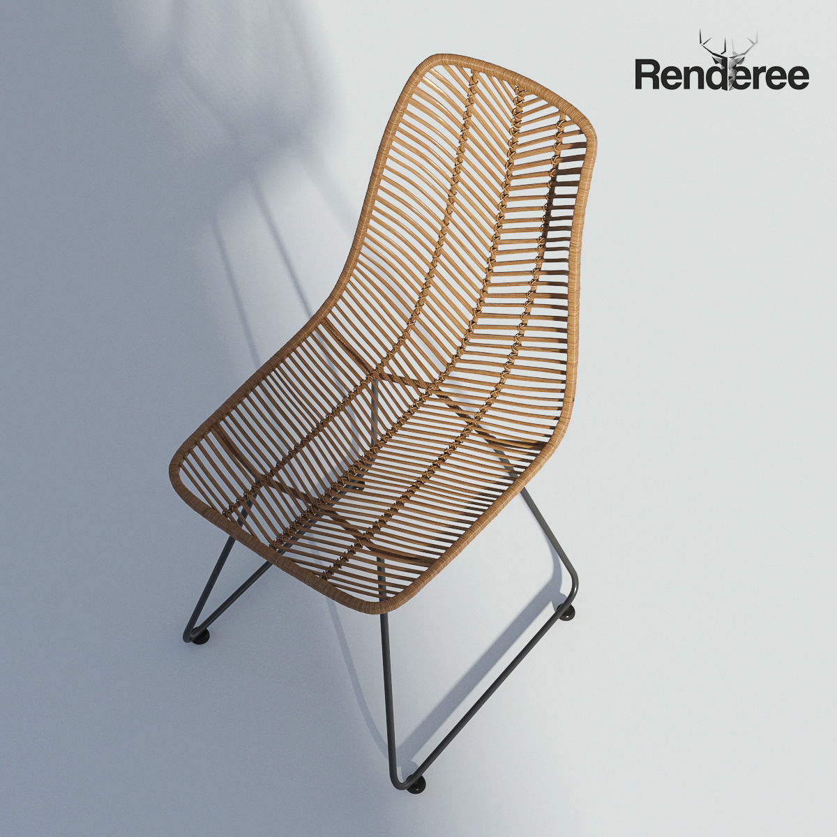 Wicker Side Chair 3D model_2
