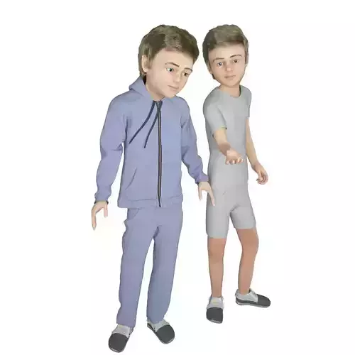 Boy real cloth simulation conversation loop animation 1 3D model