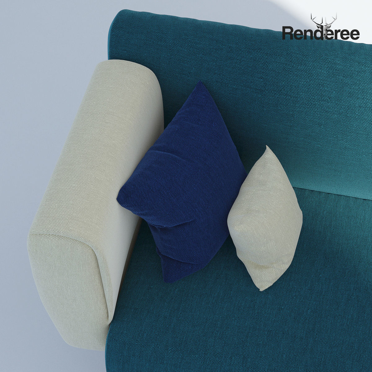 Fabric Sofa Set with Pillows 3D model_4