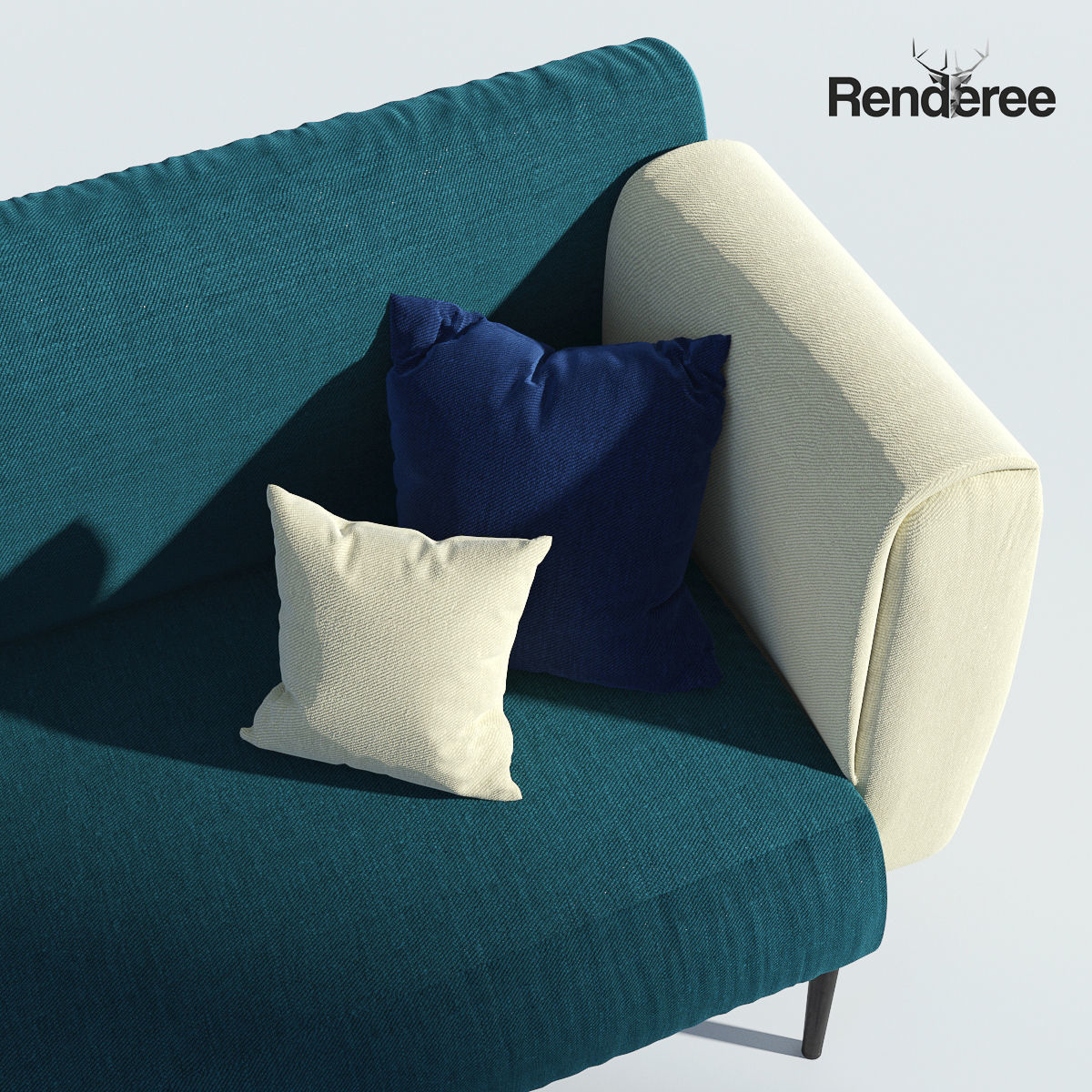 Fabric Sofa Set with Pillows 3D model_5