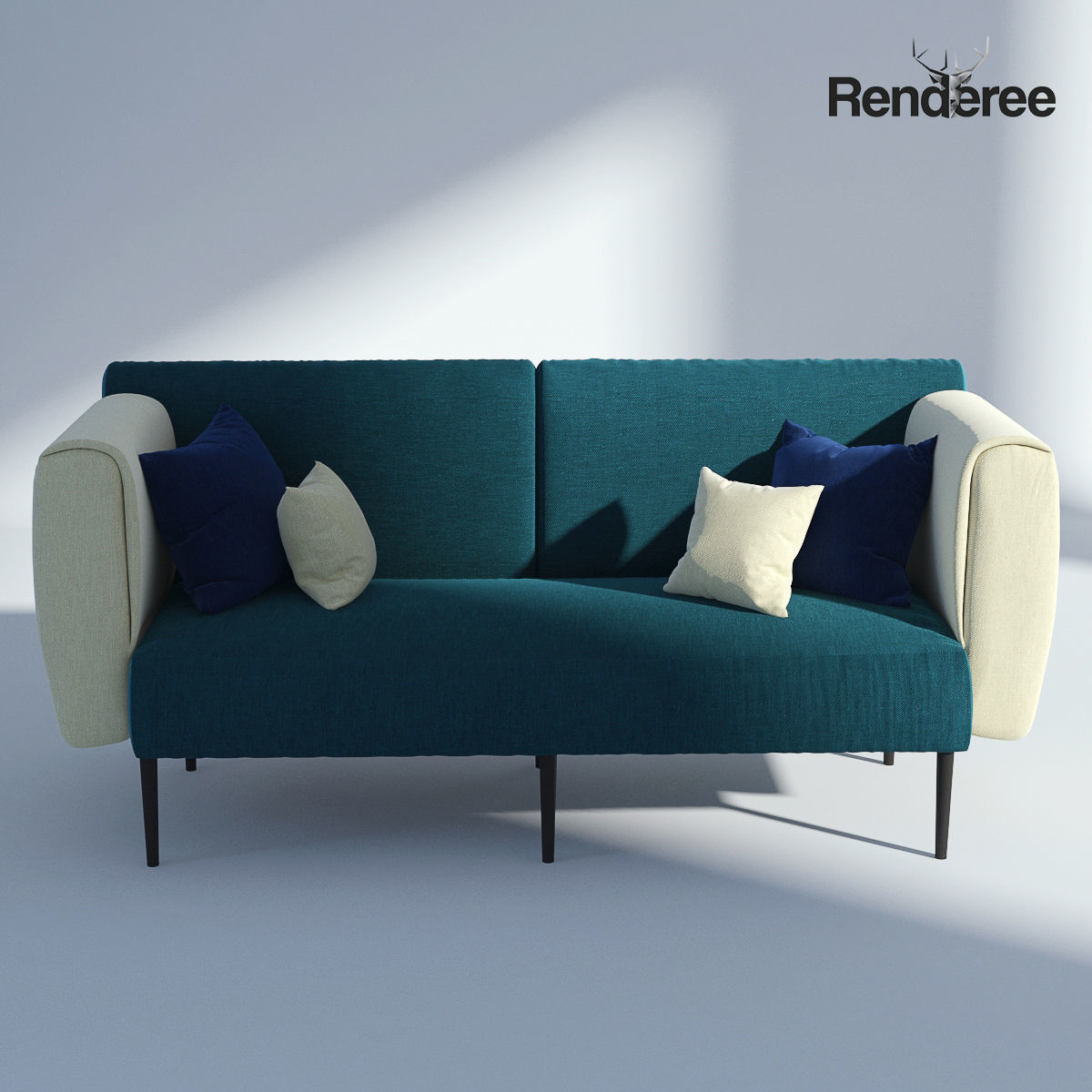 Fabric Sofa Set with Pillows 3D model_1