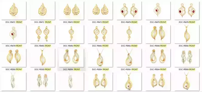 36 Light Weight Pendant Earrings set 3dm render details  3D print model