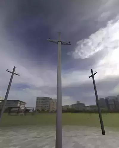 Concrete Electricity Poles - Object 001 Low-poly 3D model