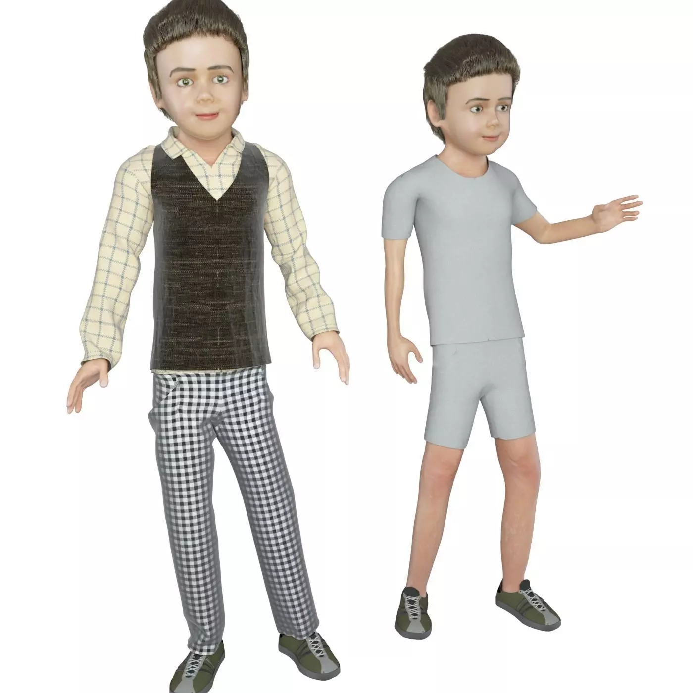 Boy real cloth simulation conversation loop animation 2 3D model_0
