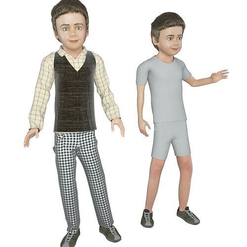 Boy real cloth simulation conversation loop animation 2 3D model