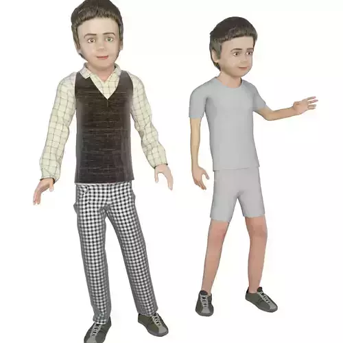Boy real cloth simulation conversation loop animation 2 3D model