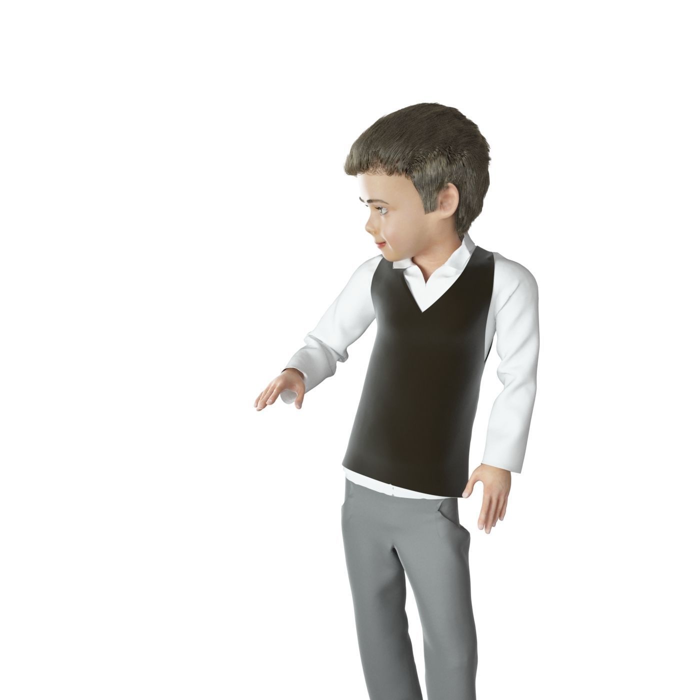 Boy real cloth simulation conversation loop animation 2 3D model_9