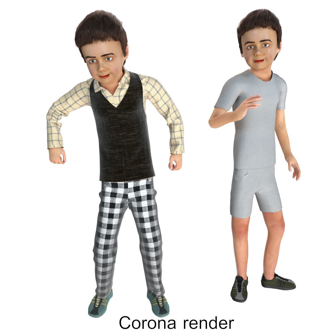 Boy real cloth simulation conversation loop animation 2 3D model_10