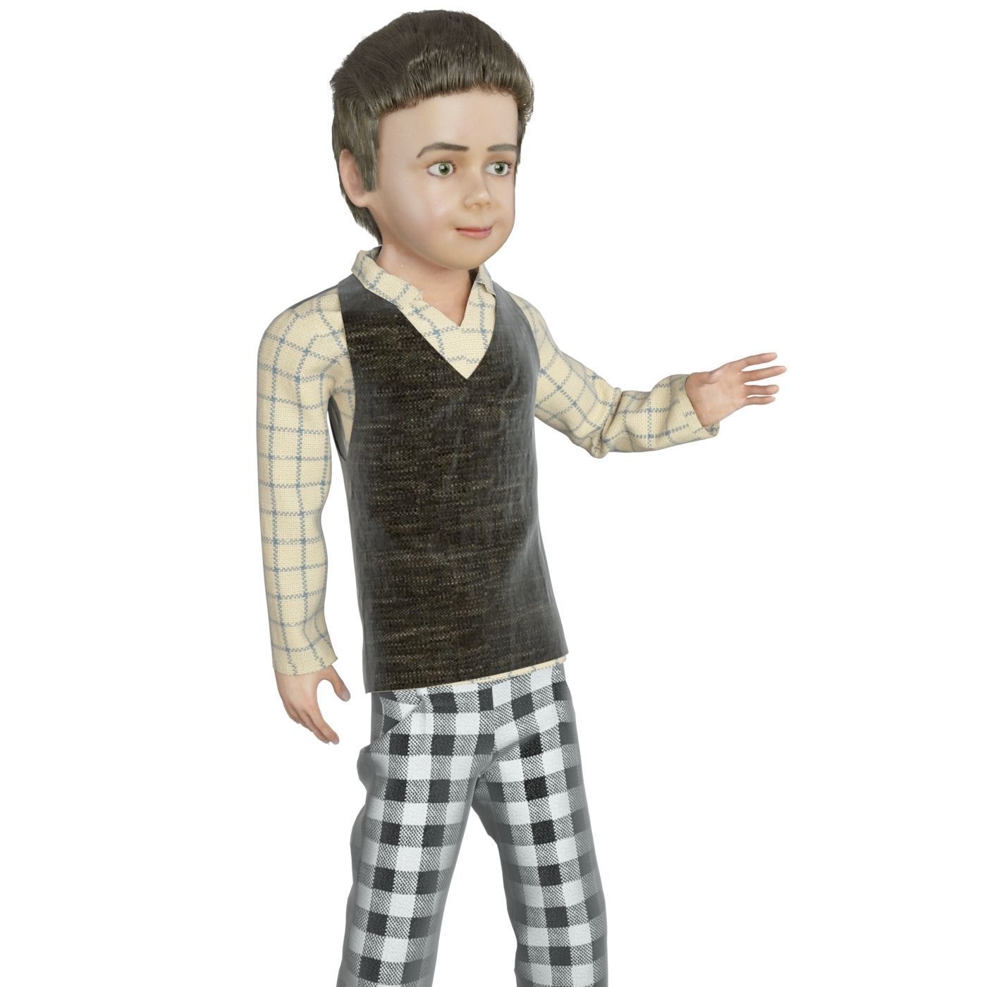Boy real cloth simulation conversation loop animation 2 3D model_7
