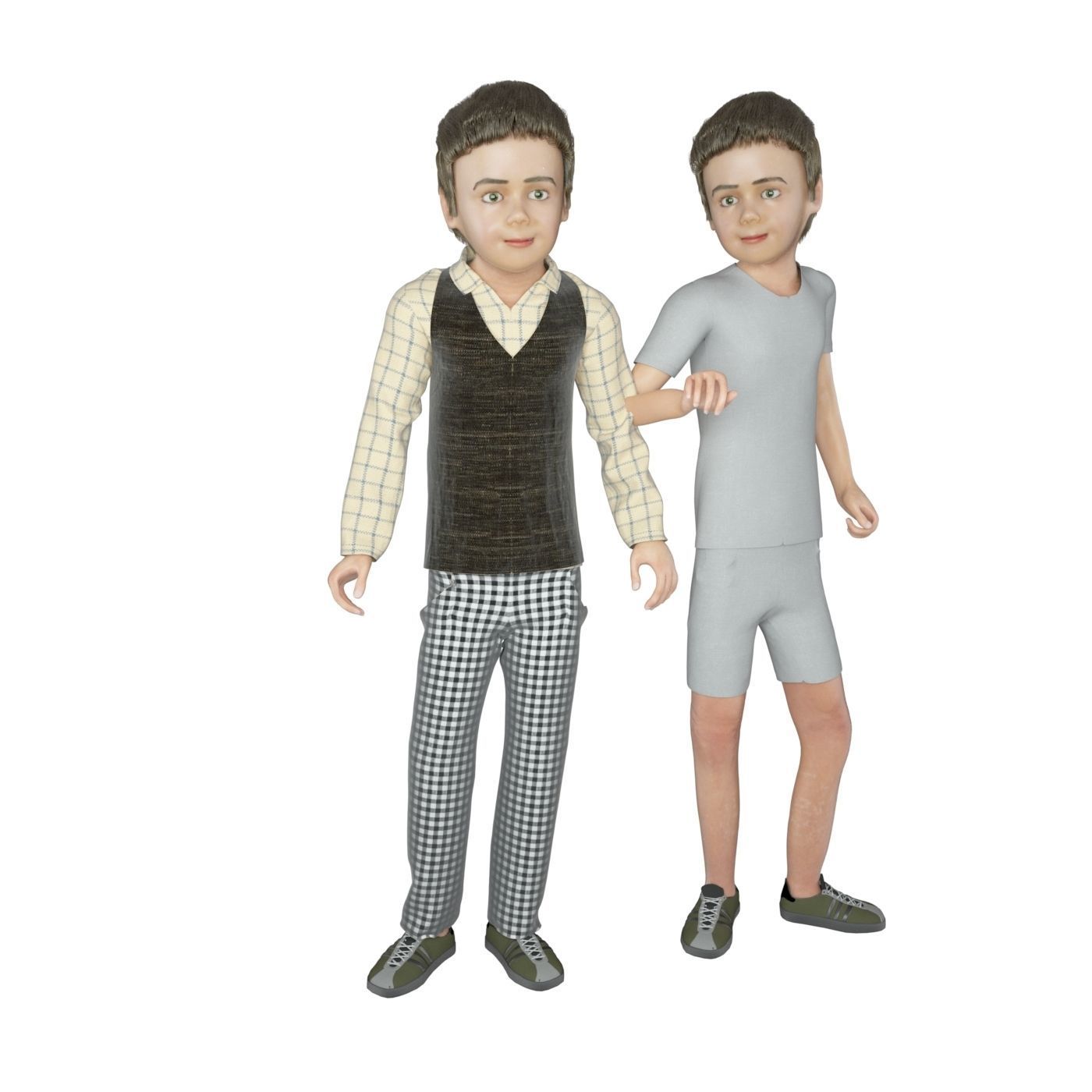 Boy real cloth simulation conversation loop animation 2 3D model_5