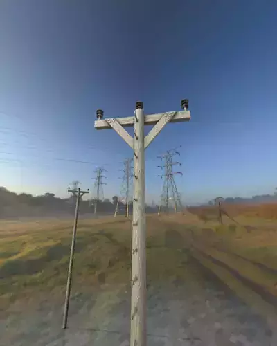 Wood Electricity Poles With Ladder - Object 002 Low-poly 3D model