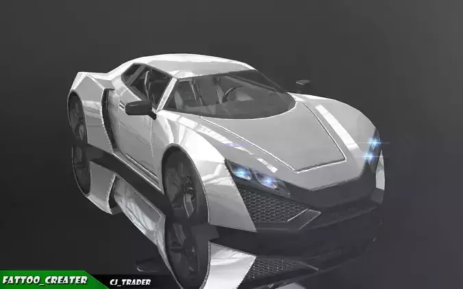 Lowpoly Bugatti Chiron Racing Car 3D Model Low-poly 3D model