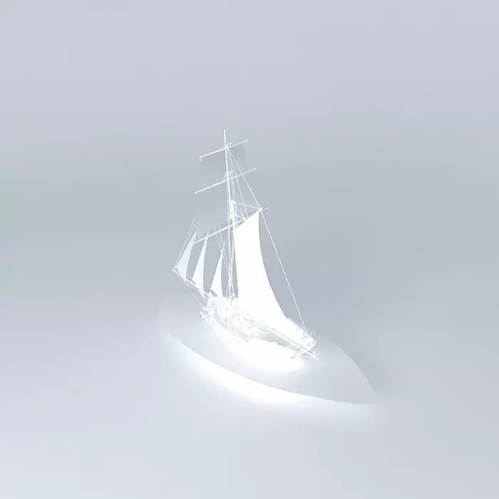 Low Poly Sloop sailing ship 3D model