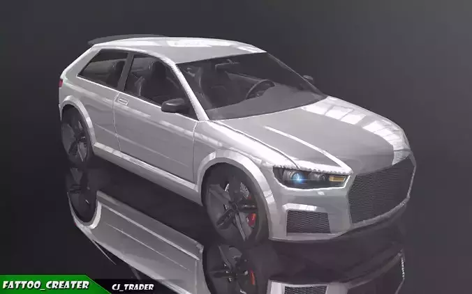 Lowpoly Volkswagen Golf Concept Car 3D Model Low-poly 3D model