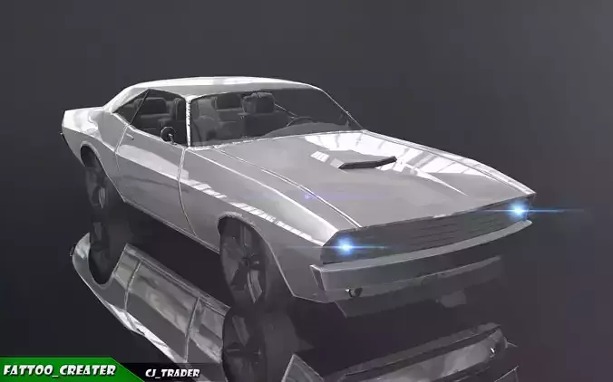 Lowpoly Dodge Challenger Racing Car 3D Model Low-poly 3D model
