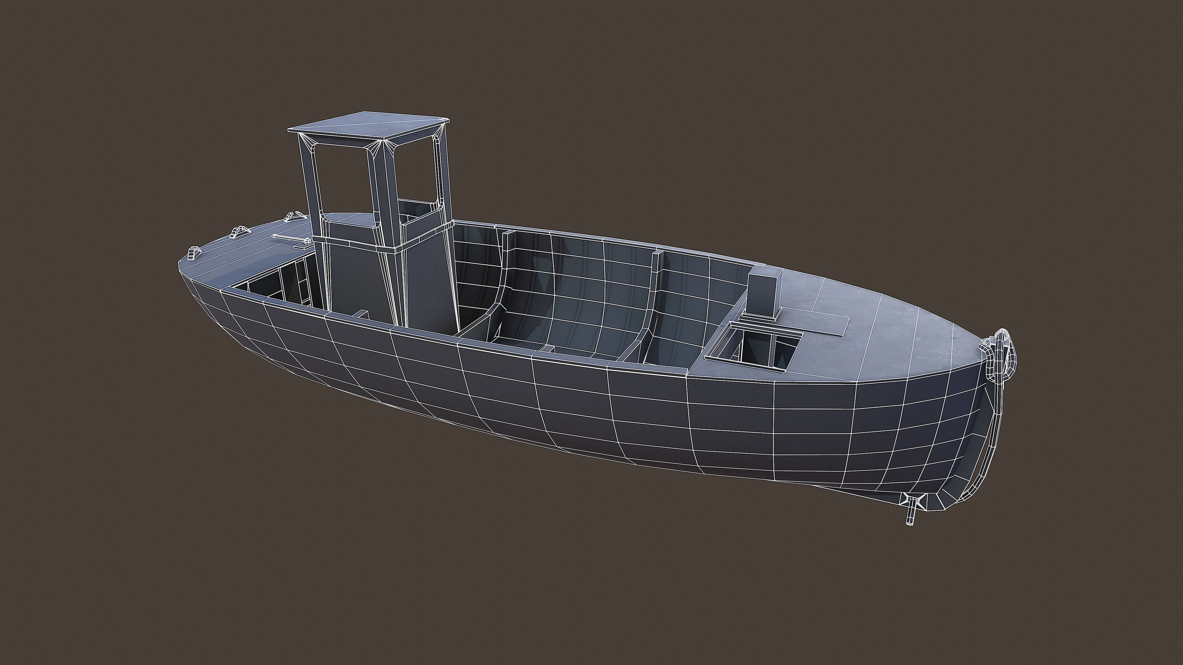 Fishing Boat Low-poly 3D model_9