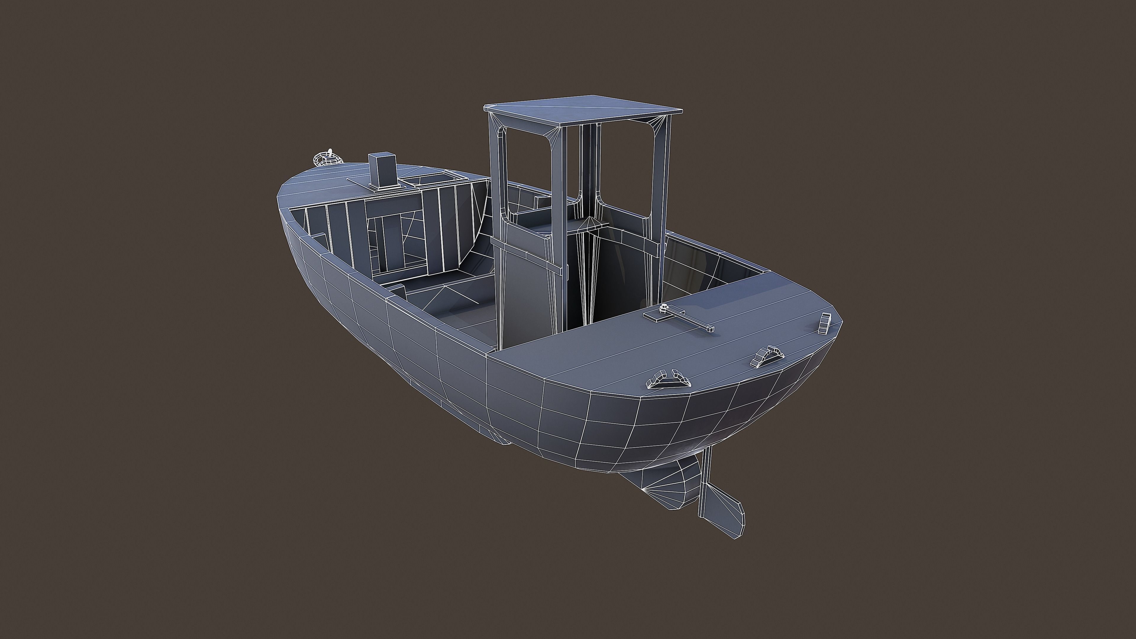 Fishing Boat Low-poly 3D model_11