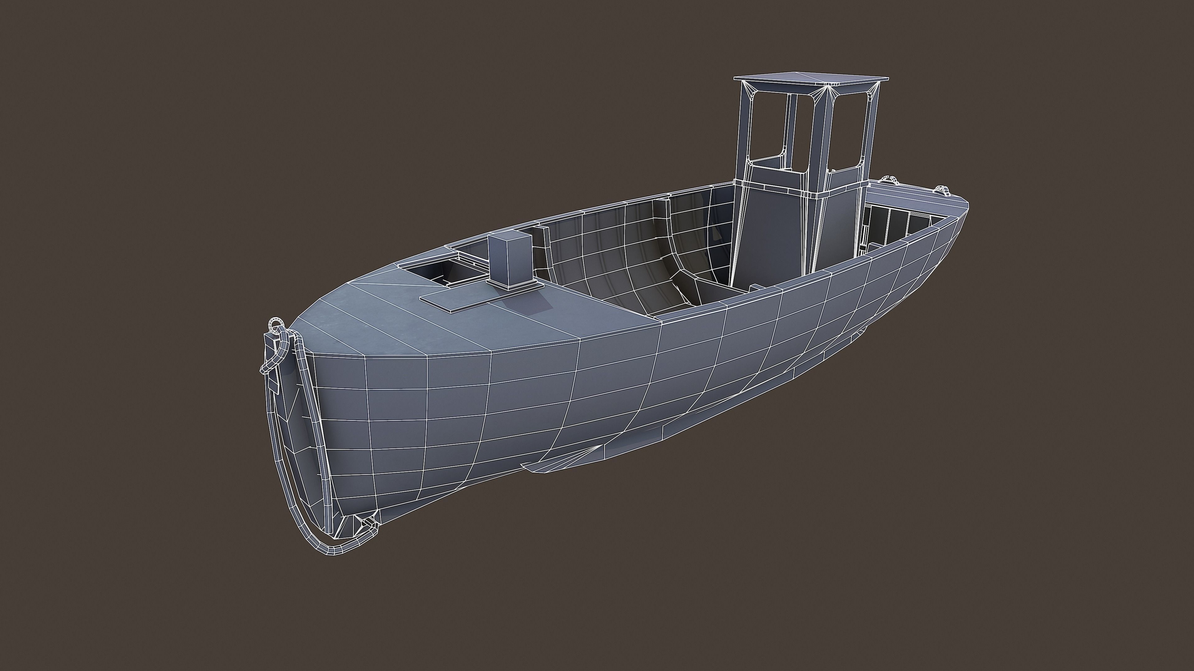 Fishing Boat Low-poly 3D model_10