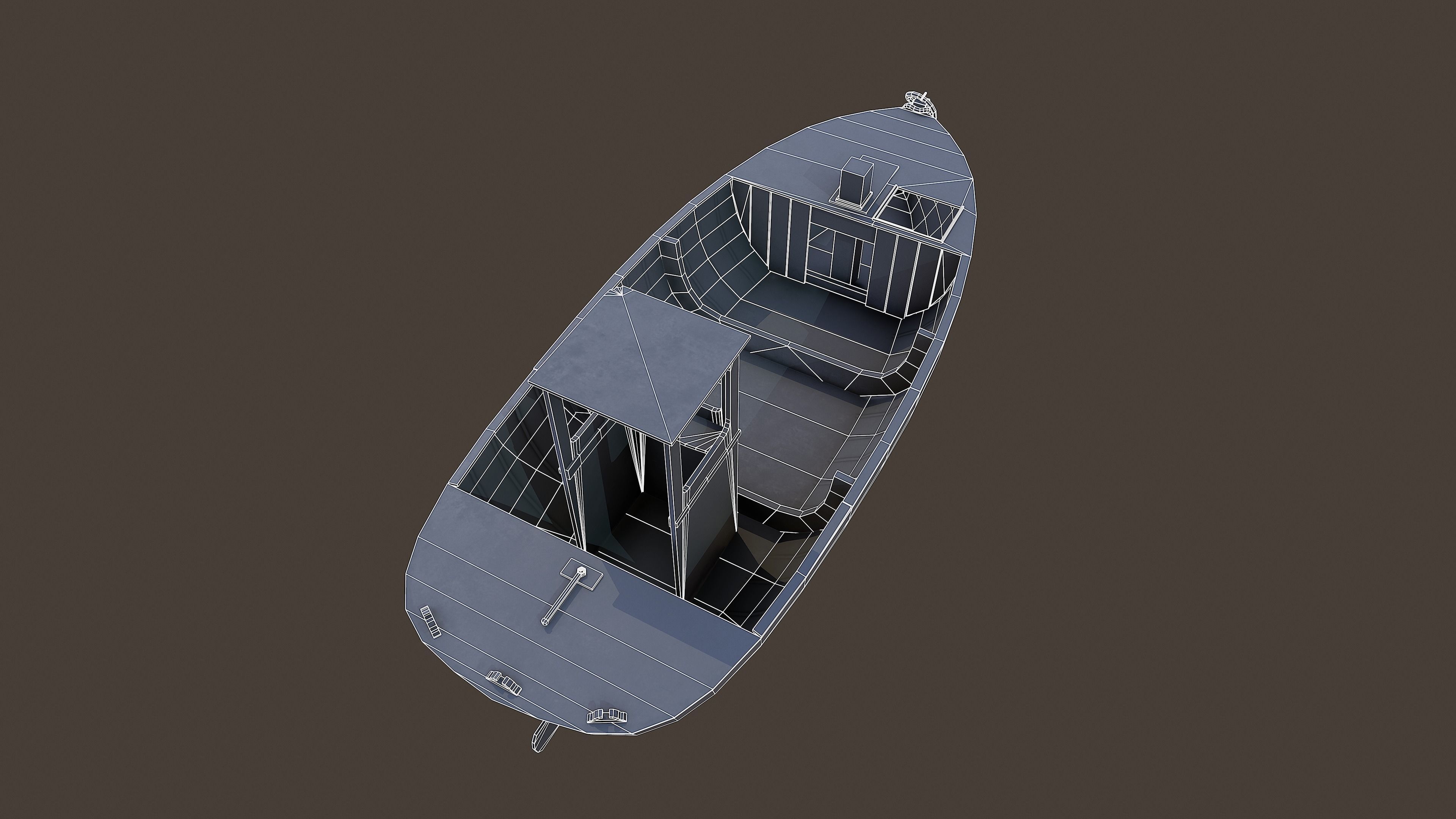 Fishing Boat Low-poly 3D model_12