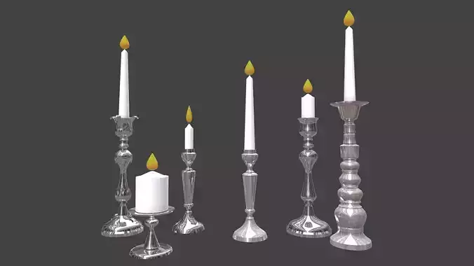 Holder Collection group of silver candle holders