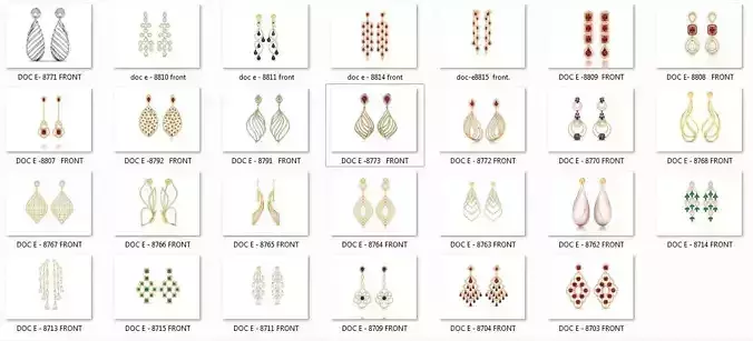 27 Western Long Earrings Drops 3dm render details 