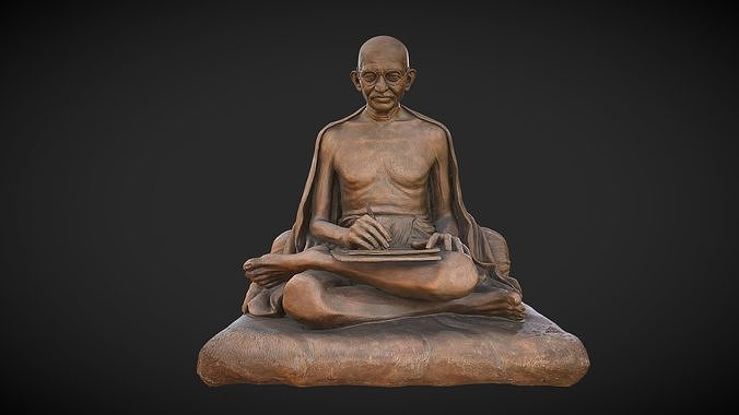 Gandhi with letter Low-poly 3D model