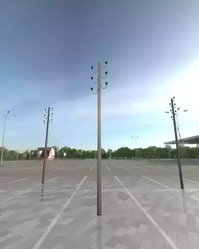 Electricity poles made of wood with ladder - Object 007 Low-poly 3D model