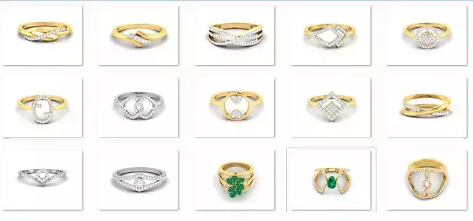 40 Women Ring 3dm render details bulk collection 