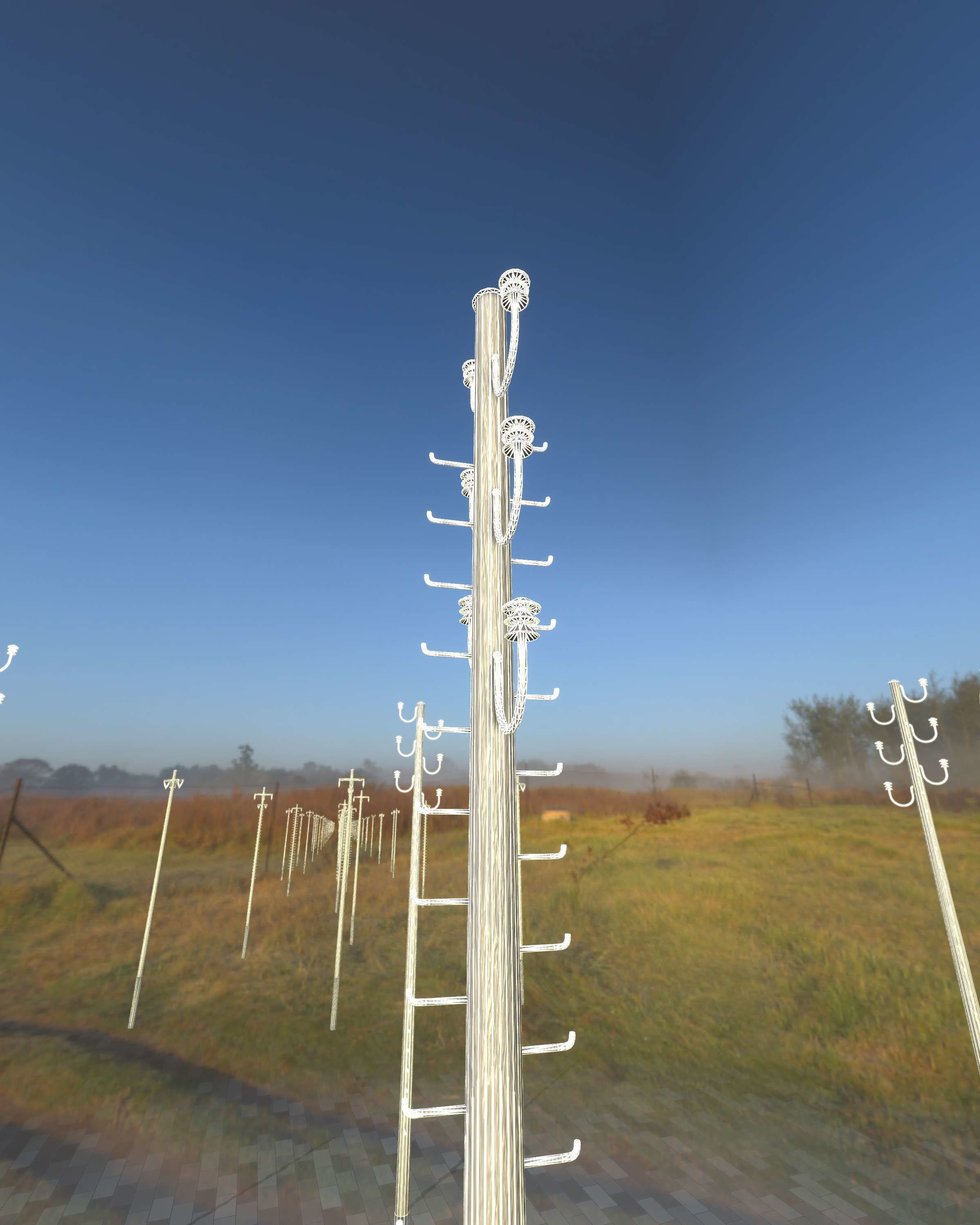 Wood Electricity Pylon With Ladder - Object 008 Low-poly 3D model_30