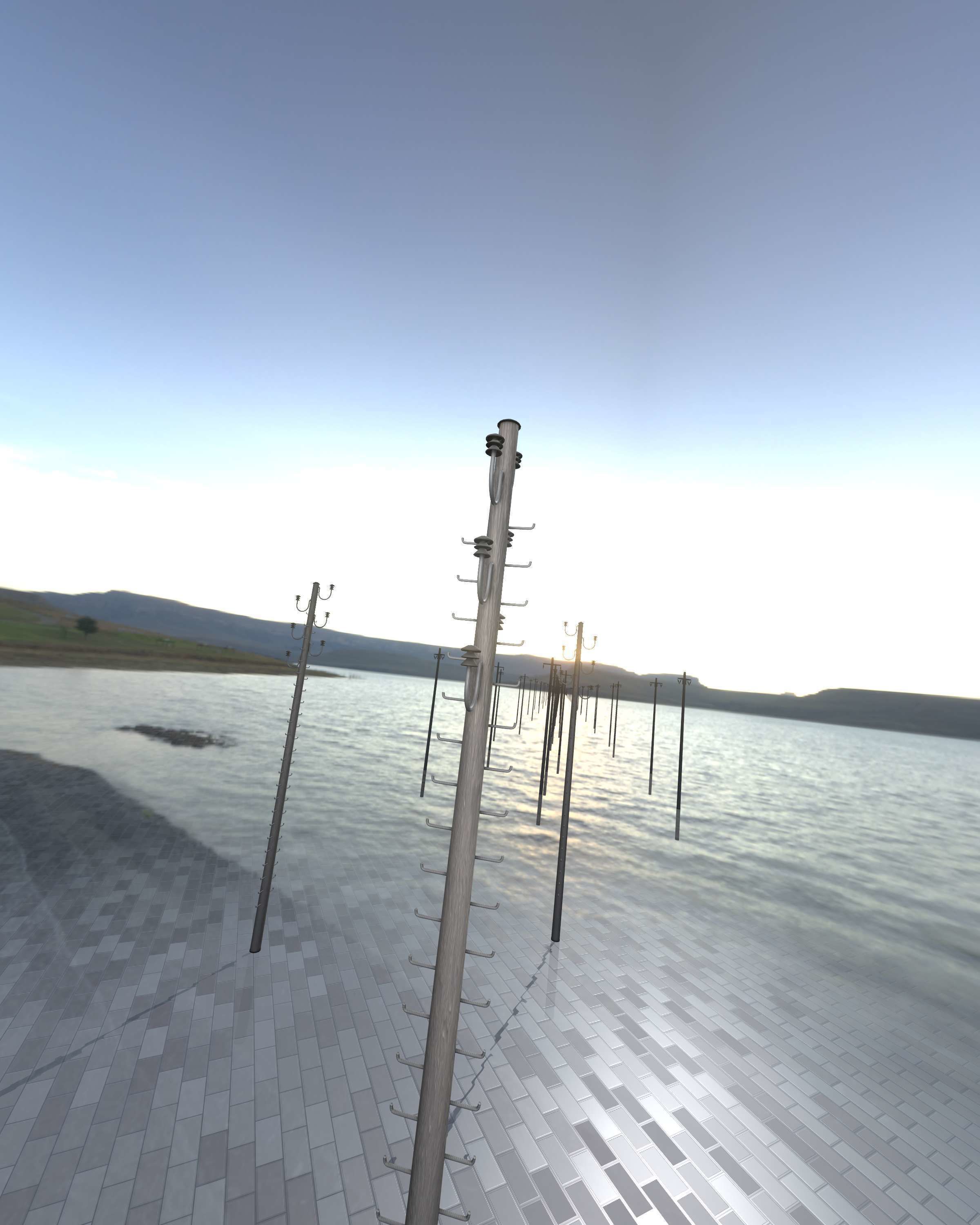 Wood Electricity Pylon With Ladder - Object 008 Low-poly 3D model_47