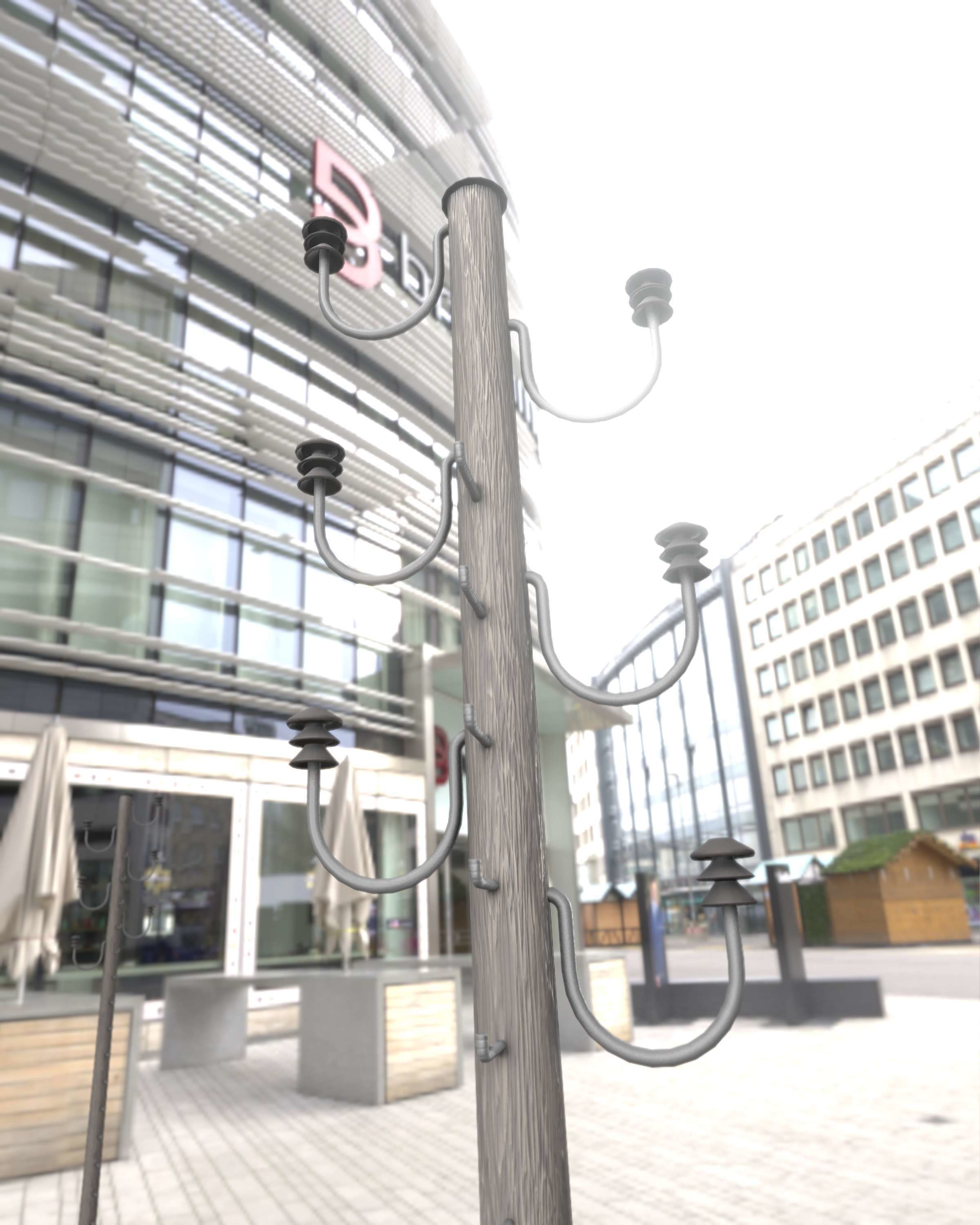 Wood Electricity Pylon With Ladder - Object 008 Low-poly 3D model_8