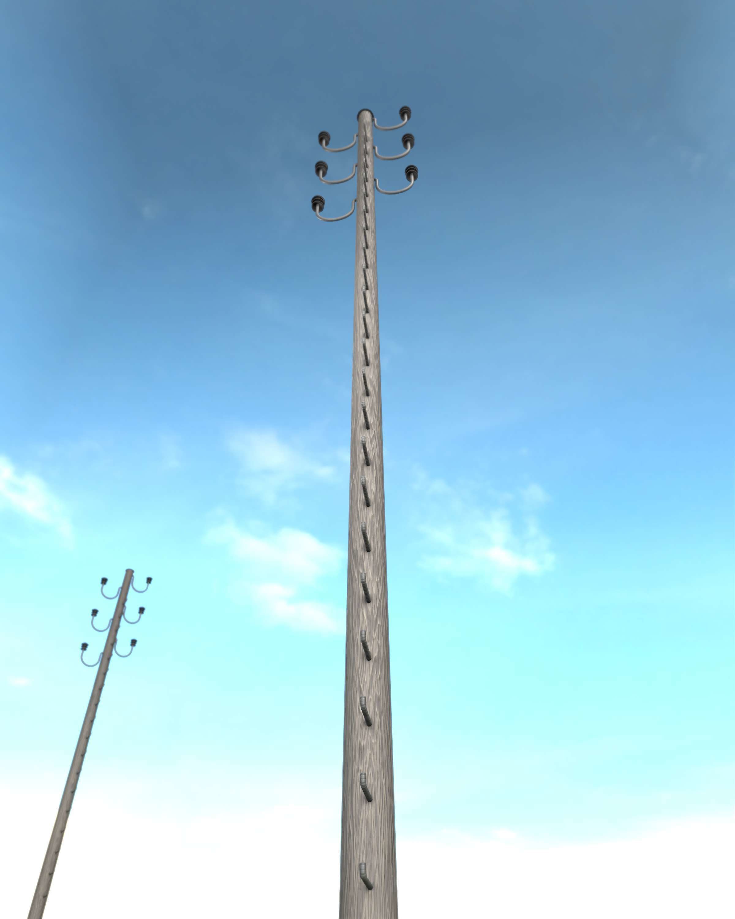 Wood Electricity Pylon With Ladder - Object 008 Low-poly 3D model_14