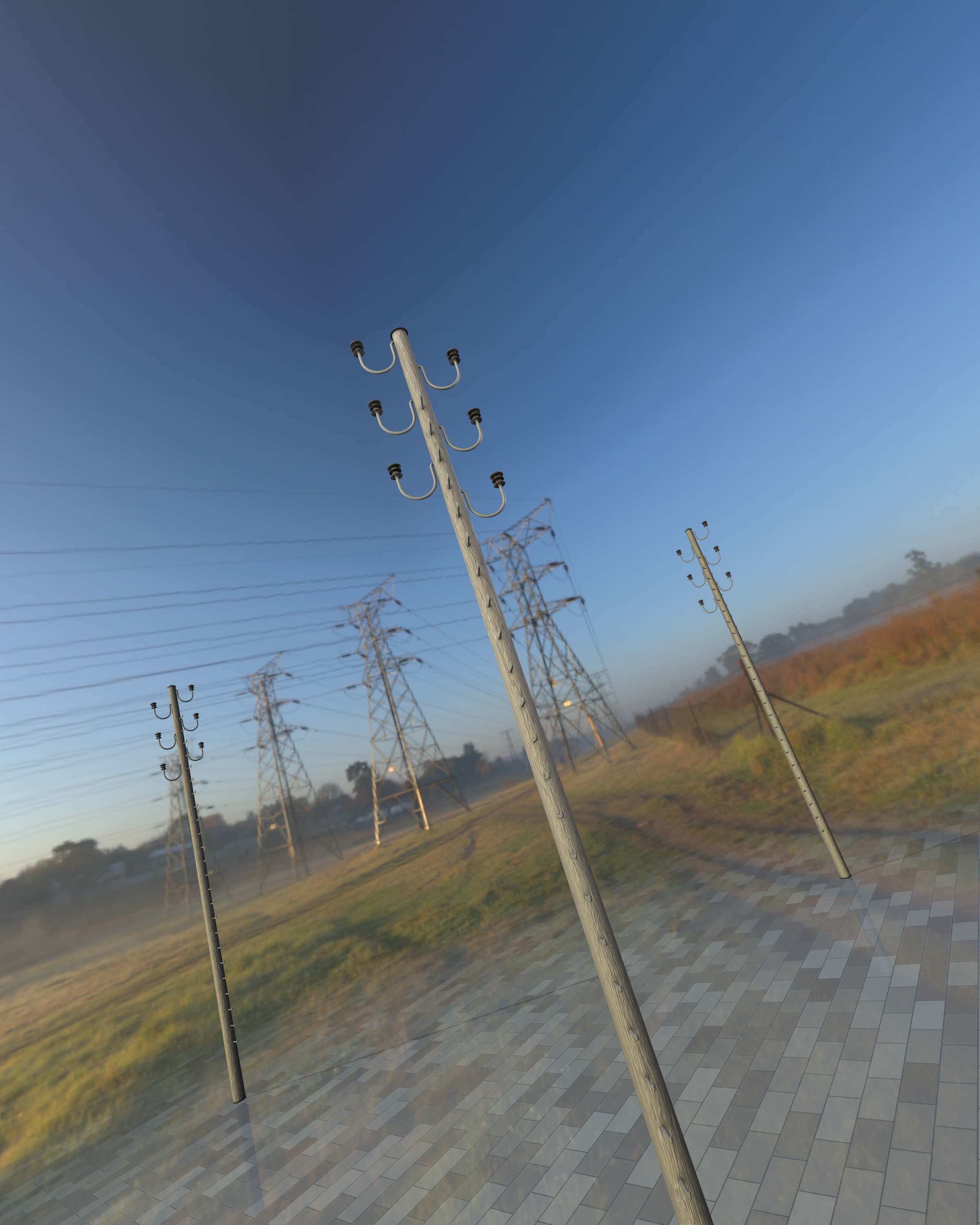 Wood Electricity Pylon With Ladder - Object 008 Low-poly 3D model_18