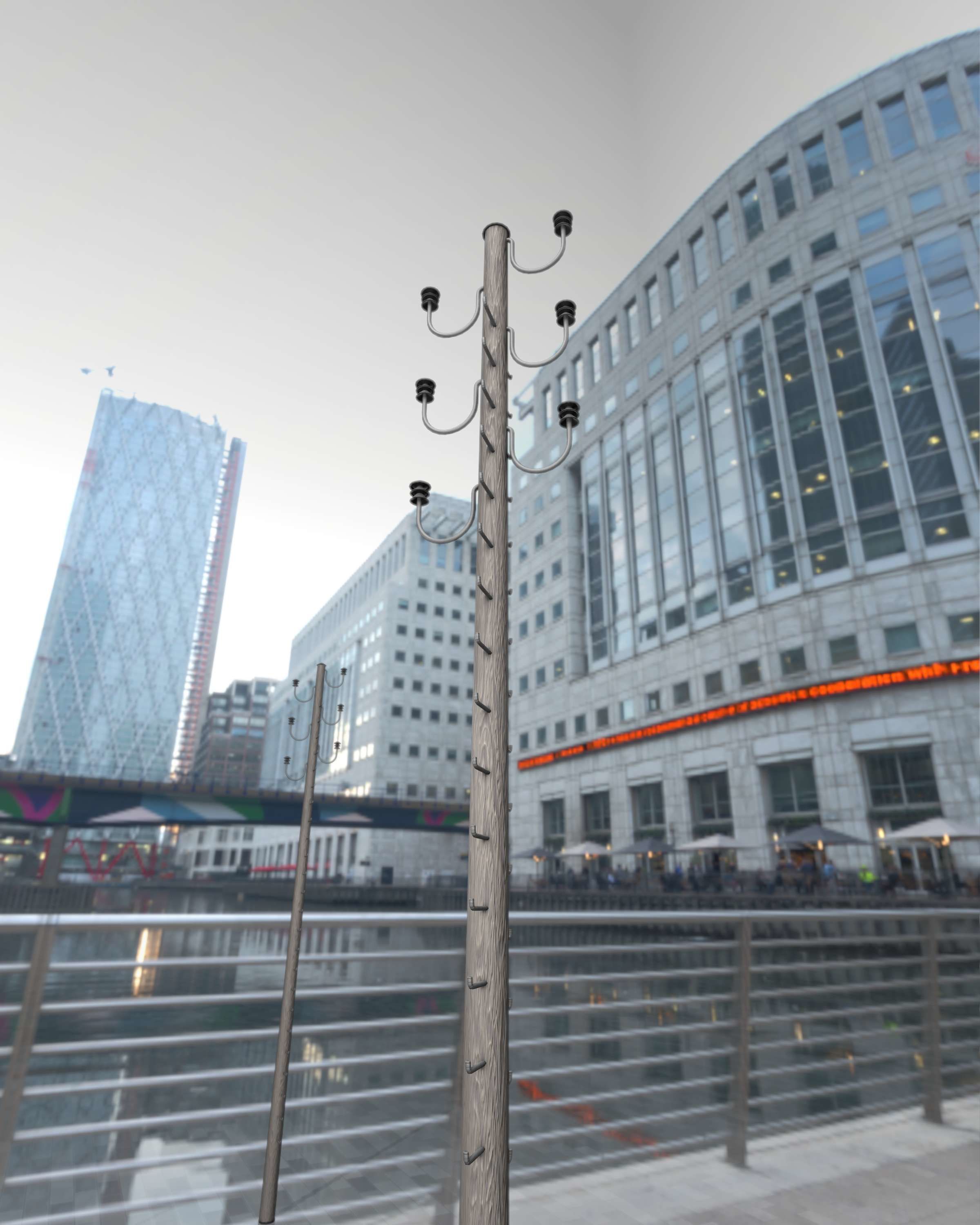 Wood Electricity Pylon With Ladder - Object 008 Low-poly 3D model_11