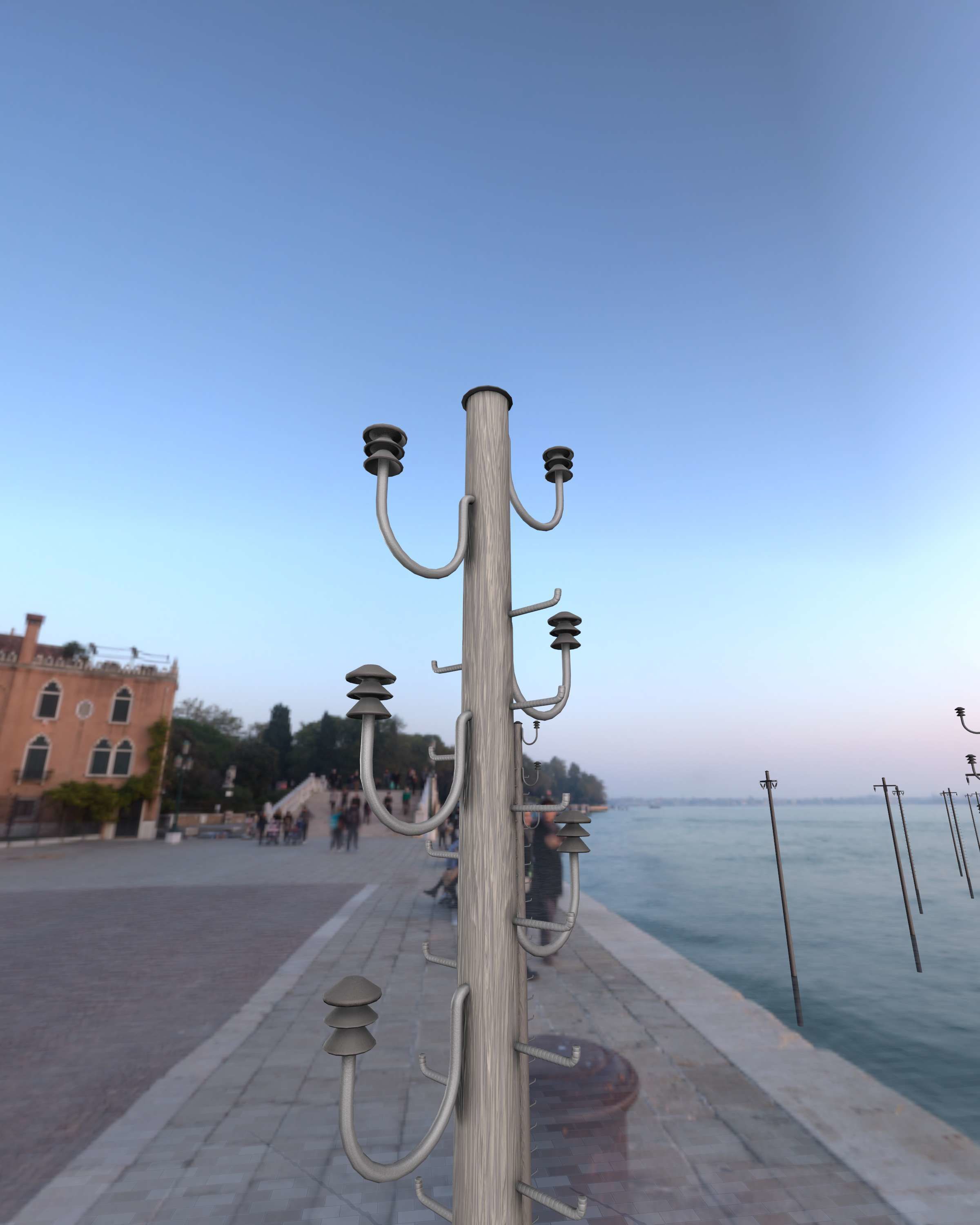 Wood Electricity Pylon With Ladder - Object 008 Low-poly 3D model_42