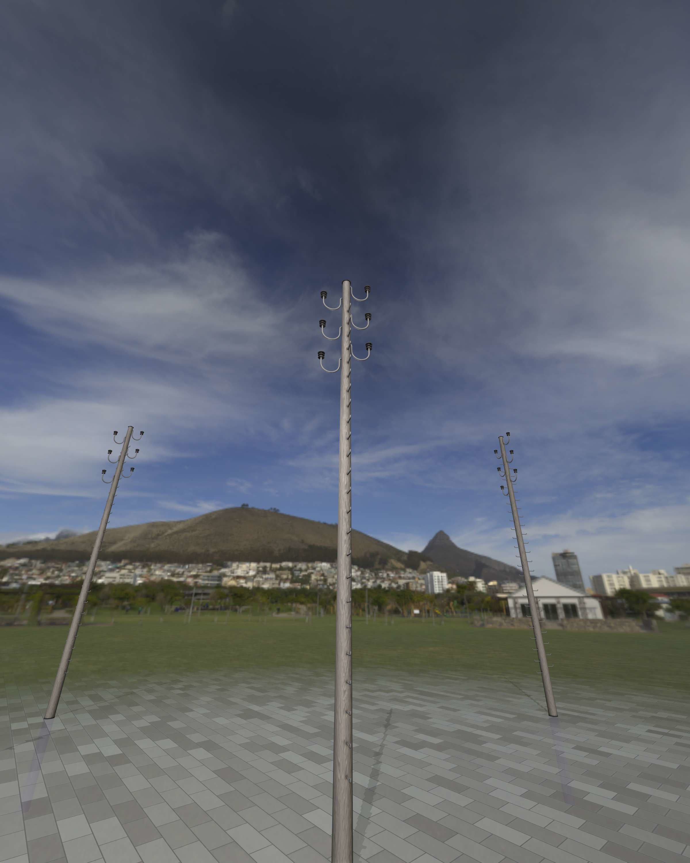 Wood Electricity Pylon With Ladder - Object 008 Low-poly 3D model_40