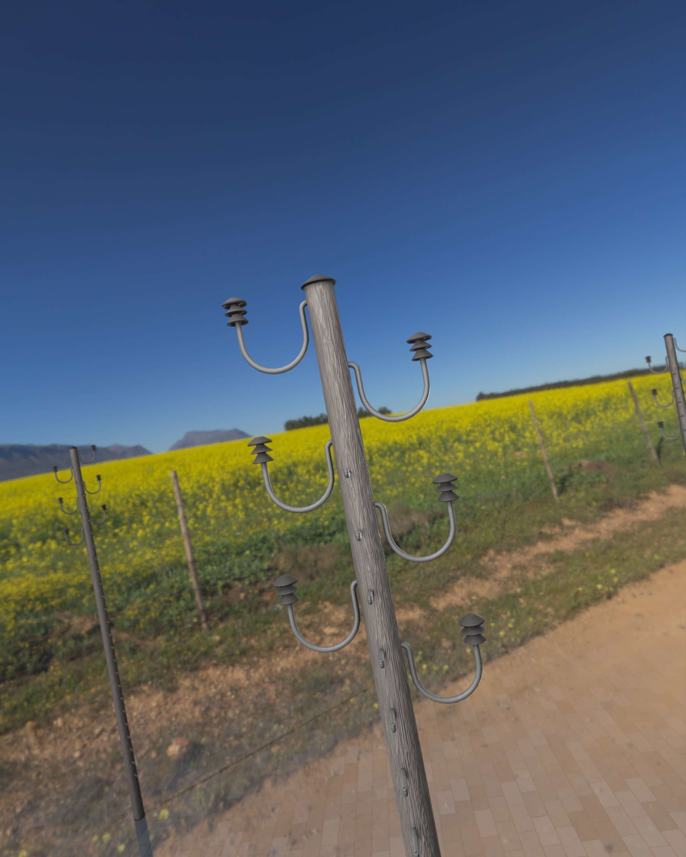 Wood Electricity Pylon With Ladder - Object 008 Low-poly 3D model_24