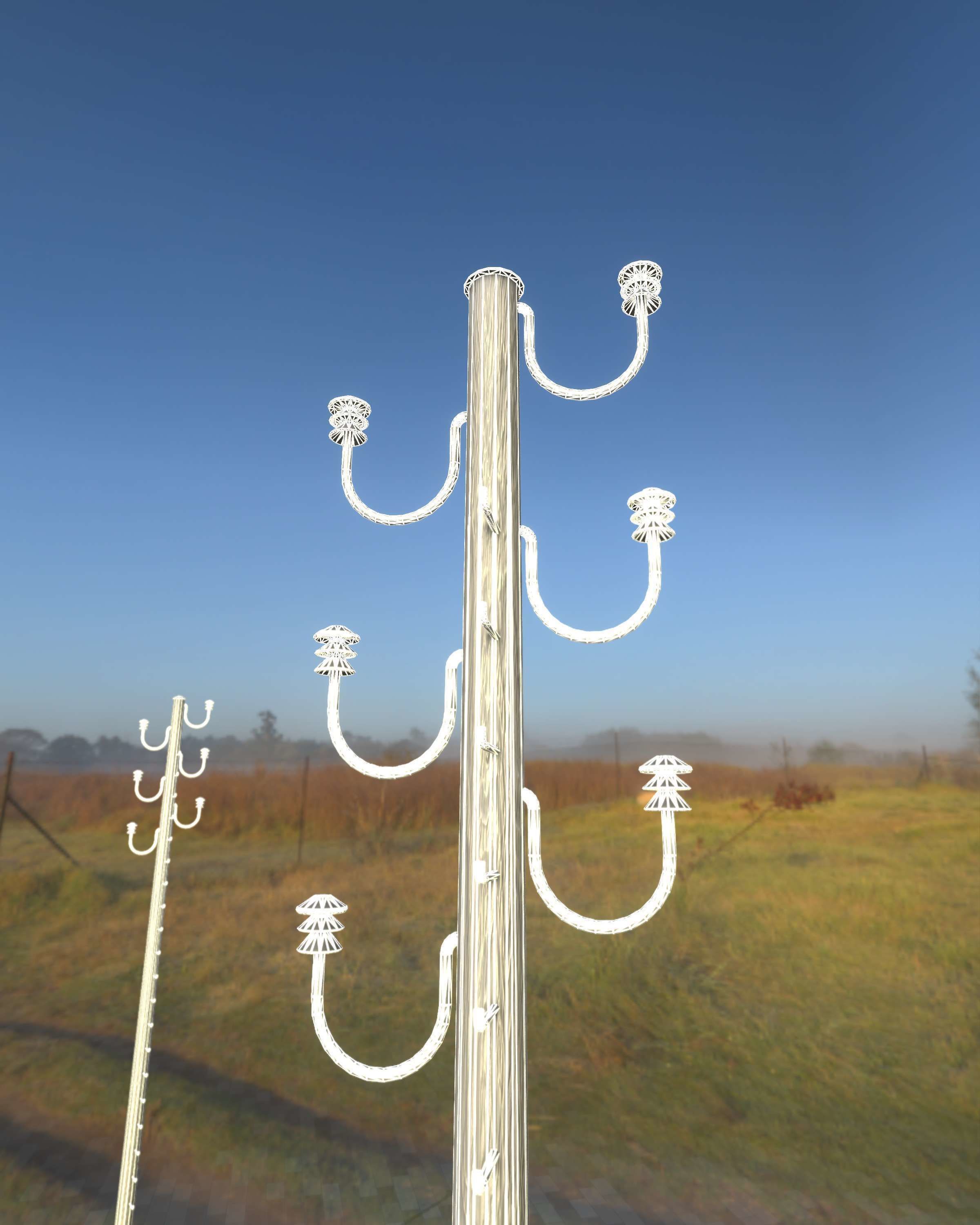 Wood Electricity Pylon With Ladder - Object 008 Low-poly 3D model_6