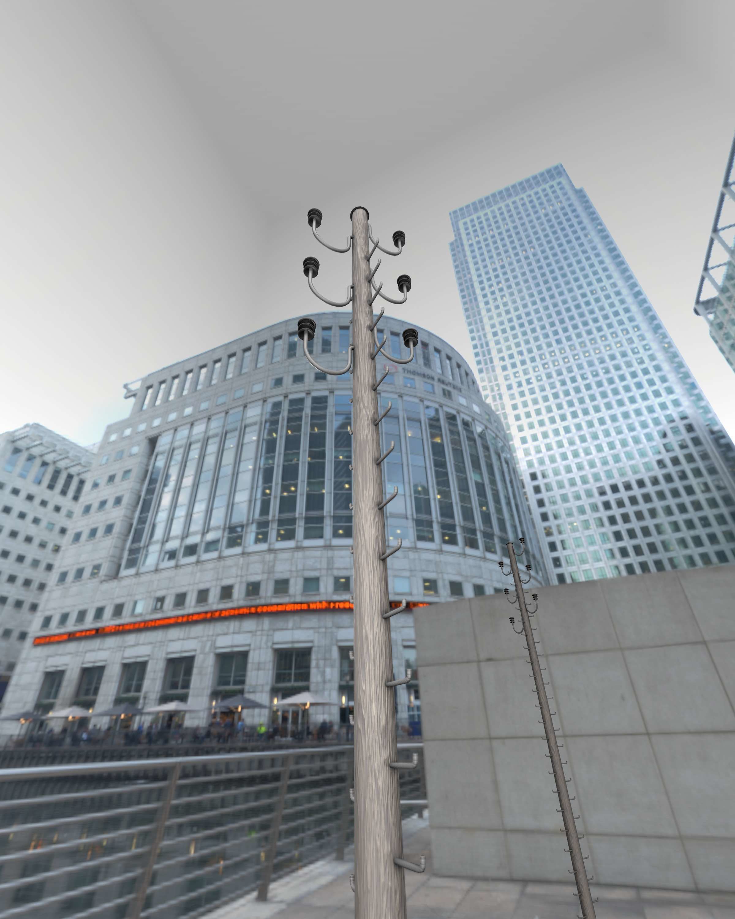 Wood Electricity Pylon With Ladder - Object 008 Low-poly 3D model_41