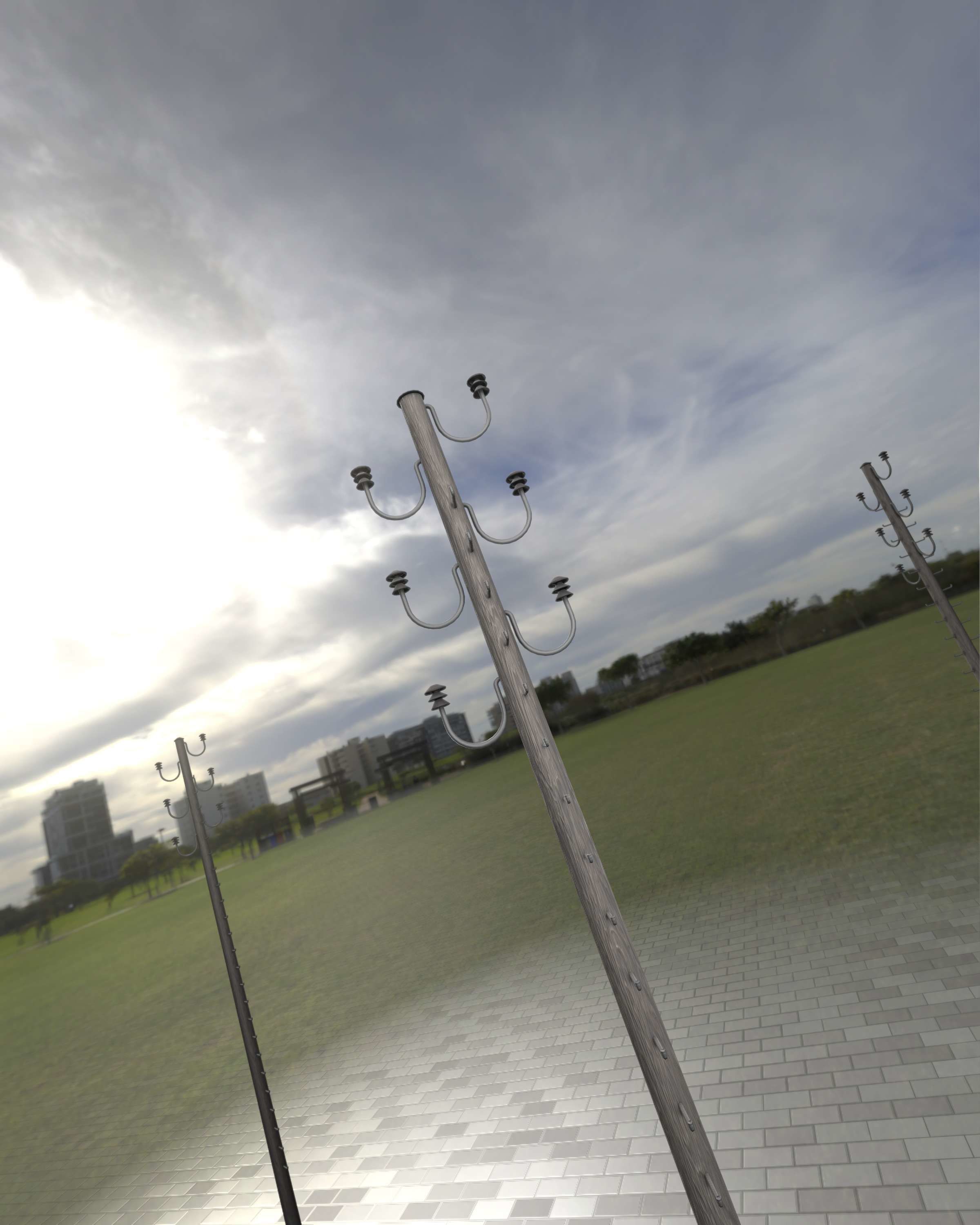 Wood Electricity Pylon With Ladder - Object 008 Low-poly 3D model_2