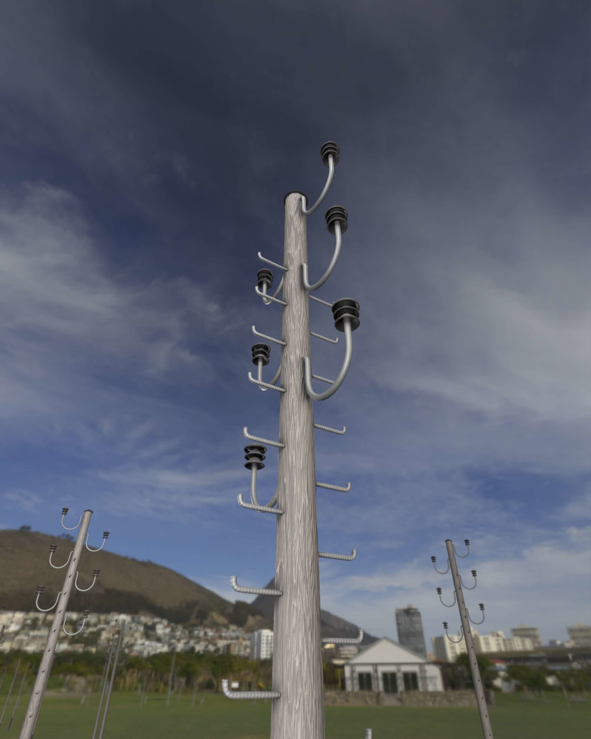 Wood Electricity Pylon With Ladder - Object 008 Low-poly 3D model_46