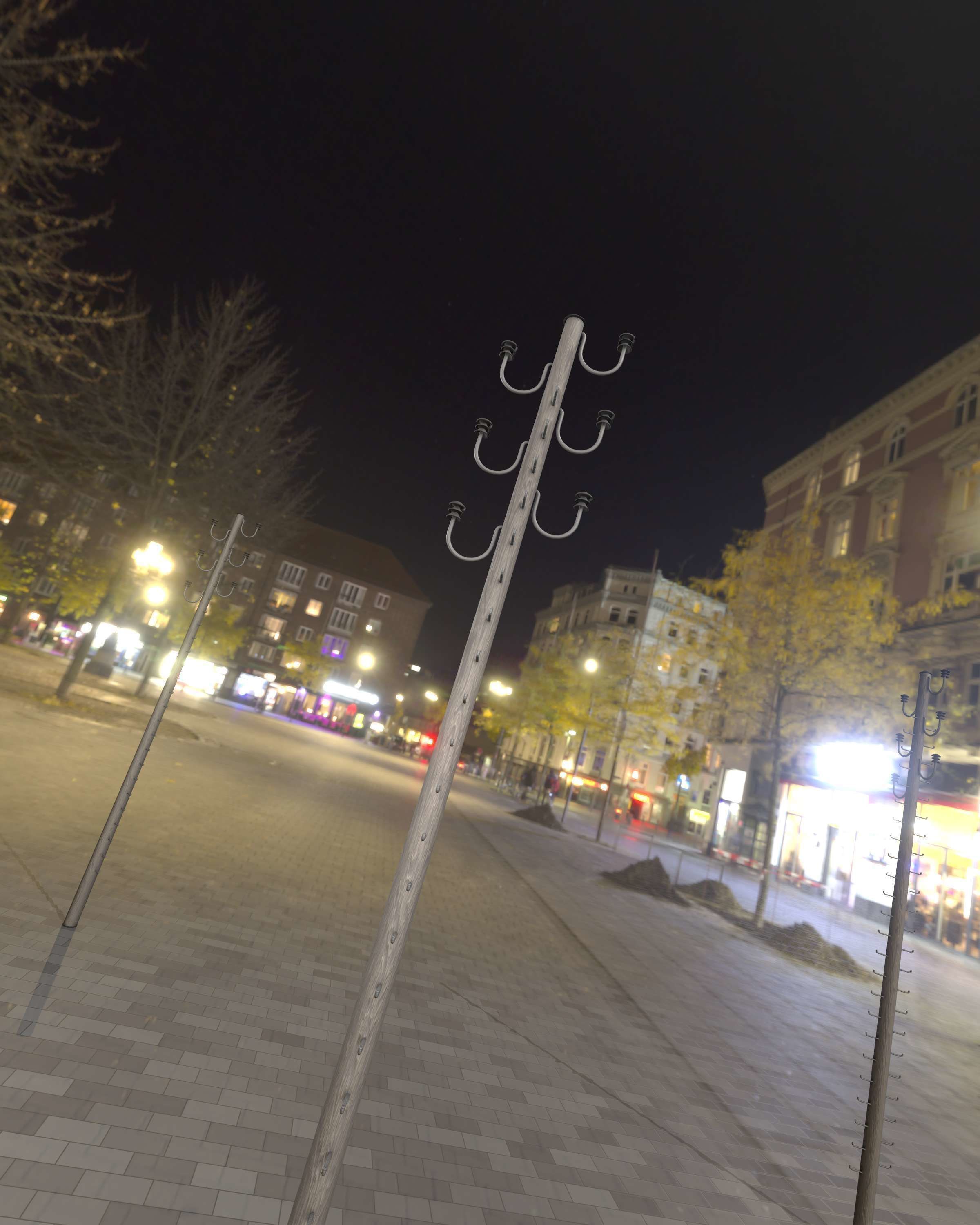 Wood Electricity Pylon With Ladder - Object 008 Low-poly 3D model_15