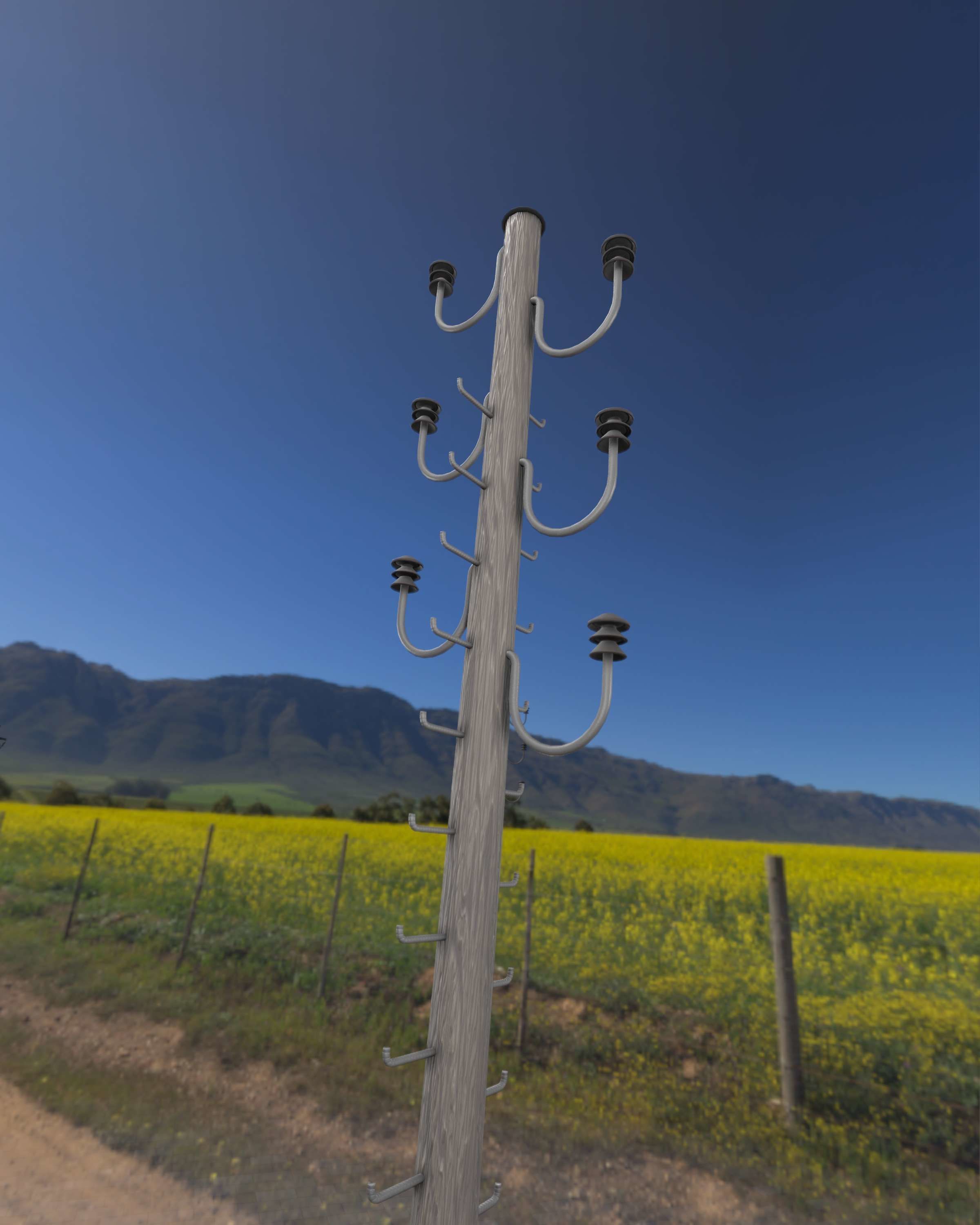 Wood Electricity Pylon With Ladder - Object 008 Low-poly 3D model_49