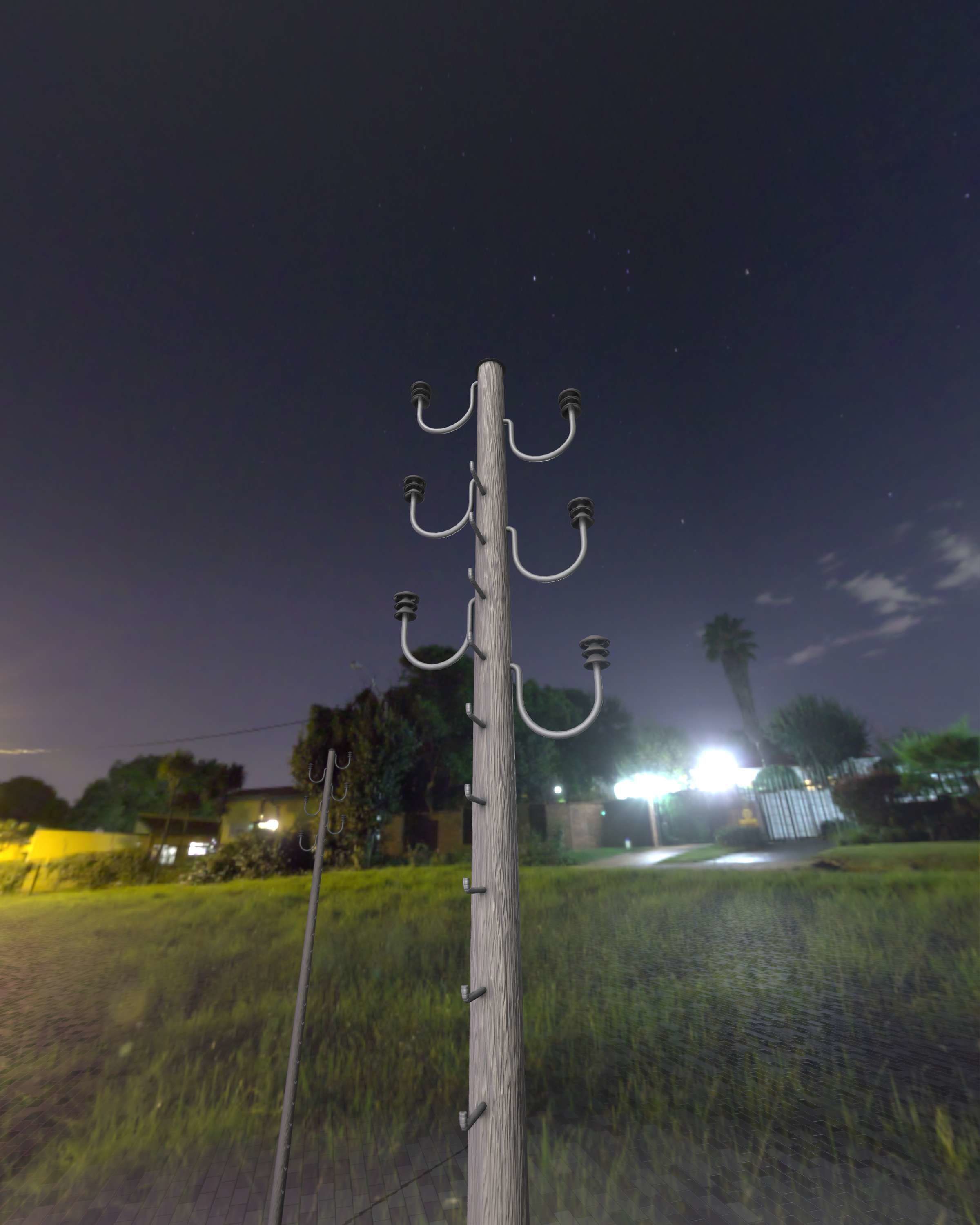 Wood Electricity Pylon With Ladder - Object 008 Low-poly 3D model_25